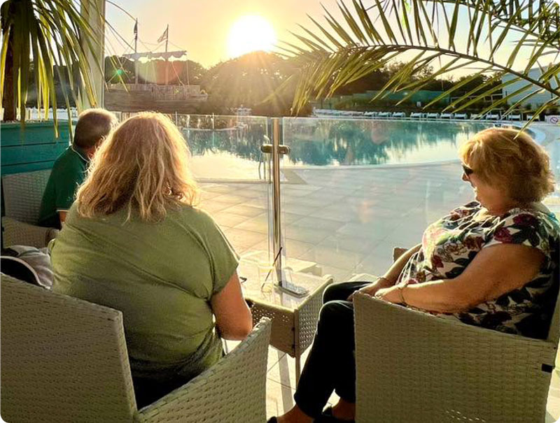 Sunset over the pool